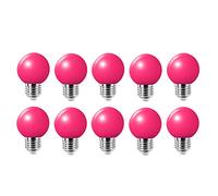 Jiotouhu Ampoule E27 Couleur LED 2W Equivalent 20W, 200 Lumen, Ampoules Colorées E27 pour Mariage, Fête, Bar, Décor D'ambiance, Non-dimmable, Rosa, Lot de 10