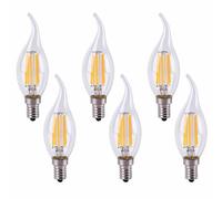 Jiotouhu Ampoule Flamme LED E14 Dimmable, 6W Equivalent à Ampoule Halogène Incandescente 0W, Blanc Chaud 2700K, Flamme Bougie LED encastrable, 360° Faisceau, 600lm, IRC>80, Lot de 6