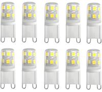 Jiotouhu Ampoule G9 LED 3W, Blanc Froid Non Dimmable 300LM 6000K AC/DC 220-240V, Equivalent 30W Halogène Lampe, pour Lustres, Lampes de Paysage, Appliques Murales, Éclairage d'armoire, Lot de 10