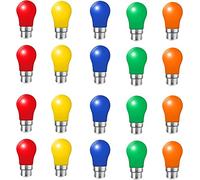 Jiotouhu Ampoule LED Couleur B22 Baïonnette 3W,Colorées LED A50 Ampoule,300LM Équivalent Ampoule à Incandescence de 30W,LED Coloré Rouge Jaune Bleu Vert Orange Lot de 20