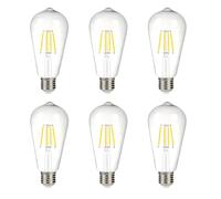 Jiotouhu Ampoule LED vintage E27 à culot à vis Edison, blanc froid 6000K, 4W équivalent à 40W halogène, ampoule à filament ST64, 400lm, coque transparente, non dimmable, lot de 6