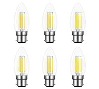 Jiotouhu B22 ampoules à baïonnette, ampoules à spirale Edison à filament c35, blanc froid 6500k, équivalent 4w 40W halogène, 400lm, non dimmable, convient pour lustres et lampes en cristal, 6 pièces