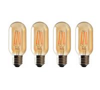 Jiotouhu E27 ampoule LED décorative Vintage Edison, T45 ampoule à filament tubulaire transparent, 4W équivalent à 40W halogène, Ambre 2700K, 400LM, Non gradable, Pack de 4
