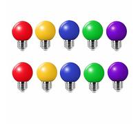 Jiotouhu Lot de 10 E27 Ampoule Couleur LED 2W Colorful Bulb Lampe de Couleur 360° Angle AC220V-240V, Rouge, Jaune, Bleu, Vert et Violette