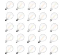 Jiotouhu Lot de 25 guirlandes lumineuses LED E12 en verre givré blanc chaud G40 1 W 100 lm Remplace une ampoule de 10 W 2700 K Blanc chaud pour fête jardin