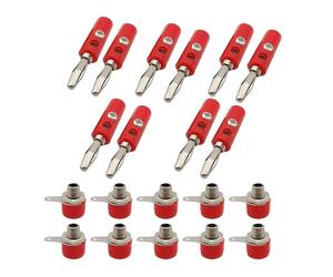 JIOYUNG eufeifeiegds 10 Paires 4mm Banane mâle + Femelle connecteur vis borne Liaison Poste Haut-Parleur Adaptateur Noir Rouge wefeiegds(Rouge)