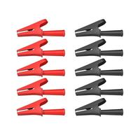 JIOYUNG eufeifeiegds Lot de 10 Pinces Crocodiles entièrement isolées 30 A avec Prise Jack 4 mm for fiche Banane ou soudage P2002.10L wefeiegds(Reb Black 10pcs)