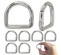 Jiozermi Lot de 10 anneaux en D en métal argenté - Petit anneau en D - Mini porte-clés à ressort en D pour porte-clés, sac à main, plaque d'identité pour chien, sac à dos (2,2 cm)
