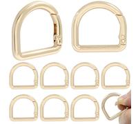 Jiozermi Lot de 10 anneaux en D en métal doré - Petit anneau en D - Mini porte-clés à ressort en D pour porte-clés, sac à main, plaque d'identité pour chien, sac à dos (2,2 cm)
