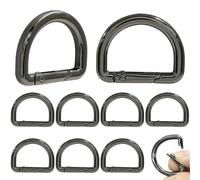 Jiozermi Lot de 10 anneaux en D en métal noir avec petit anneau en D pour porte-clés, sac à main, plaque d'identité pour chien, sac à dos, boucle de sangle (2,5 cm)