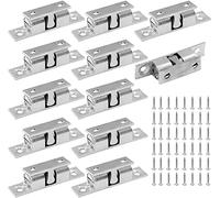 Jiozermi Lot de 12 loquets à rouleau de tension en laiton massif avec vis pour porte d'armoire, de placard et de meubles, plaqué chrome