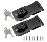 Jiozermi Lot de 2 loquets à moraillon de 10 cm avec clés en acier inoxydable, bouton rotatif, verrouillage à clé pour petite porte d'armoire, noi