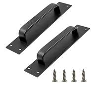 Jiozermi Lot de 2 poignées de porte de grange coulissante, 20 cm, en alliage d'aluminium, pour porte coulissante de grange, armoire, tiroir, abri de jardin, noir