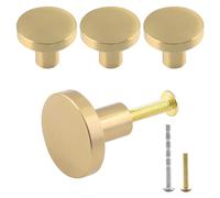Jiozermi Lot de 4 boutons d'armoire de 2,5 cm avec vis de montage en laiton massif Boutons de tiroir ronds pour commode Poign es de tiroir pour c