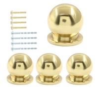 Jiozermi Lot de 4 mini boutons ronds en laiton massif, 1,27 cm de diamètre, mini poignées de tiroir dorées, mini boutons pour boîte à bijoux, or poli