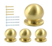 Jiozermi Lot de 4 mini boutons ronds en laiton massif, 1,6 cm de diamètre, poignées de tiroir dorées pour boîte à bijoux