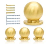 Jiozermi Lot de 4 mini boutons ronds en laiton massif, 1,9 cm de diamètre, mini poignées de tiroir dorées, mini boutons pour boîte à bijoux, doré