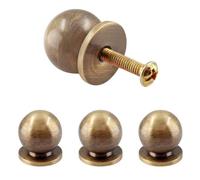 Jiozermi Lot de 4 mini boutons ronds en laiton massif de 1,9 cm de diamètre, mini poignées de tiroir dorées, mini boutons pour boîte à bijoux, bronze