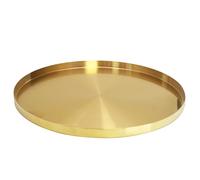 Jiozermi Plateau à serviettes rond en acier inoxydable de 20 cm, plateau de service, plateau décoratif, plateau de rangement pour cosmétiques, bijoux, fruits, bonbons, doré