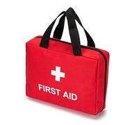 Jipemtra Red First Aid Bag Empty 1er Aid Bag Section Dividers Trousse de voyage médicale First Responder Stockage Compact Sac de survie pour voiture, maison, bureau, cuisine, sport, plein air,