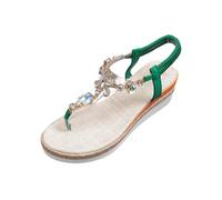 Jipersuo Chaussures Ete Femme Sandales bohèmes à strass pour un confort léger, chaussures de plage style éthique