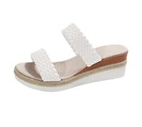 Jipersuo Chaussures été Femme Sandales compensées pour femmes, chaussures d'extérieur, bout rond, tissées, une seule bride, décontractées, semelles épaisses
