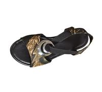 Jipersuo Chaussures Femme Ete Sandales de plage romaines tendance à talon bas et bride à semelle plate et bout carré pour femmes