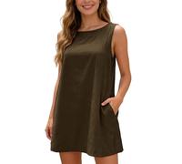 Jipersuo Robe De Plage Femme Robe Mini sans Manches et Dos Nu en Lin décontracté, Style bohème d'été, Unie