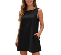 Jipersuo Robe De Plage Femme Robe Mini sans Manches et Dos Nu en Lin décontracté, Style bohème d'été, Unie