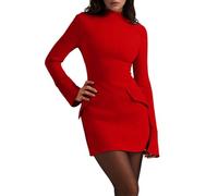 Jipersuo Robe Printemps Robe mi-Longue décontractée et Sexy pour Femme, en Tricot, à Manches Longues et Fermeture éclair, élégante Flatteuse, idéale pour Une soirée ou Un Rendez-Vous