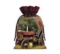 JIPOFD Ancien Tracteur Photoes Ferme Noël Pochette à Cordon Robuste 11,9 x 17,5 cm Convient pour Cadeaux de Fête et Emballage Cadeau 1 Pièce