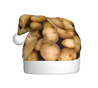 JIPOFD Chapeau de Père Noël avec pommes de terre de jardin, chapeau de Noël adulte pour homme et femme, doux au toucher et confortable