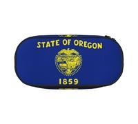 JIPOFD Grande trousse à crayons avec drapeau de l'État de l'Oregon - Grande capacité - Pour homme et femme, Noir , Taille unique, Art Déco