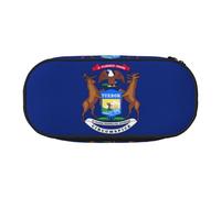 JIPOFD Grande trousse à crayons avec drapeau de l'État du Michigan - Grande capacité - Pour homme et femme, Noir/blanc, One Size, Art déco.