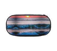 JIPOFD Grande trousse à crayons Sunset Ocean Sea Waves - Grande capacité - Pour homme et femme