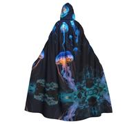 JIPOFD Jellyfish Ocean Cape à capuche longue unisexe pour adulte, Halloween, Noël, fête de magicien