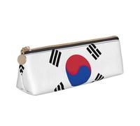 JIPOFD La trousse triangulaire créative en cuir avec drapeau de la République de Corée est légère et pratique avec une grande capacité de rangement, Blanc, One Size, Art déco.