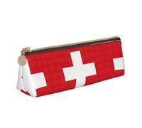 JIPOFD La trousse triangulaire créative en cuir avec drapeau suisse est légère et pratique avec une grande capacité de rangement