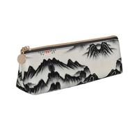 JIPOFD La trousse triangulaire créative en cuir de paysage chinois est légère et pratique avec une grande capacité de rangement, Blanc, One Size, Art déco.