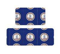 JIPOFD Lot de 2 tapis de cuisine rembourrés avec motif drapeau de l'État de Virginie pour le sol, tapis de sol confortable