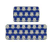 JIPOFD Lot de 2 tapis de cuisine rembourrés avec motif drapeau de l'État du Connecticut pour le sol, tapis de sol confortable