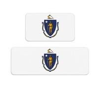 JIPOFD Lot de 2 tapis de cuisine rembourrés avec motif drapeau de l'État du Massachusetts - Tapis de cuisine confortable pour le sol