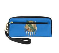 JIPOFD Oklahoma State Flag Trousse de maquillage Trousse de toilette de voyage Sac de rangement mignon pour femme, Noir , Taille unique