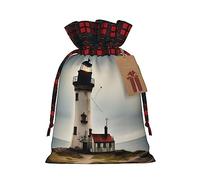 JIPOFD Old Lighthouse-Standard-Scale-2_00x Pochette de Noël robuste avec cordon de serrage 21,1 x 30 cm Convient pour les cadeaux de fête et l'emballage cadeau 1 pièce