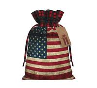 JIPOFD Pochette robuste avec cordon de serrage Motif drapeau américain 21,1 x 30 cm Convient pour les cadeaux de fête et l'emballage cadeau 1 pièce