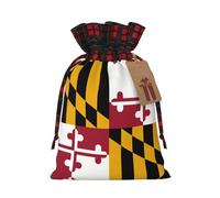 JIPOFD Pochette robuste avec cordon de serrage Motif drapeau de l'État du Maryland 21,1 x 30 cm Convient pour les cadeaux de fête et l'emballage cadeau 1 pièce