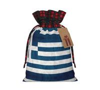 JIPOFD Pochette robuste avec cordon de serrage Motif drapeau grec 21,1 x 30 cm Convient pour les cadeaux de fête et l'emballage cadeau 1 pièce