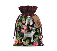 JIPOFD Schnauzer Pochette de Noël robuste avec cordon de serrage 21,1 x 30 cm Convient pour les cadeaux de fête et l'emballage cadeau 1 pièce