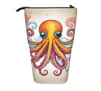 JIPOFD Trousse à crayons de couleur avec pieuvre sur pied, jolie pochette à stylos, porte-crayons portable, pour fournitures de bureau, Noir , Taille unique, Mode