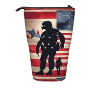 JIPOFD Trousse à crayons debout pour le jour commémoratif des soldats militaires américains, jolie pochette à stylos, porte-crayons portable, pour fournitures de bureau, Noir/blanc, One Size, tendance